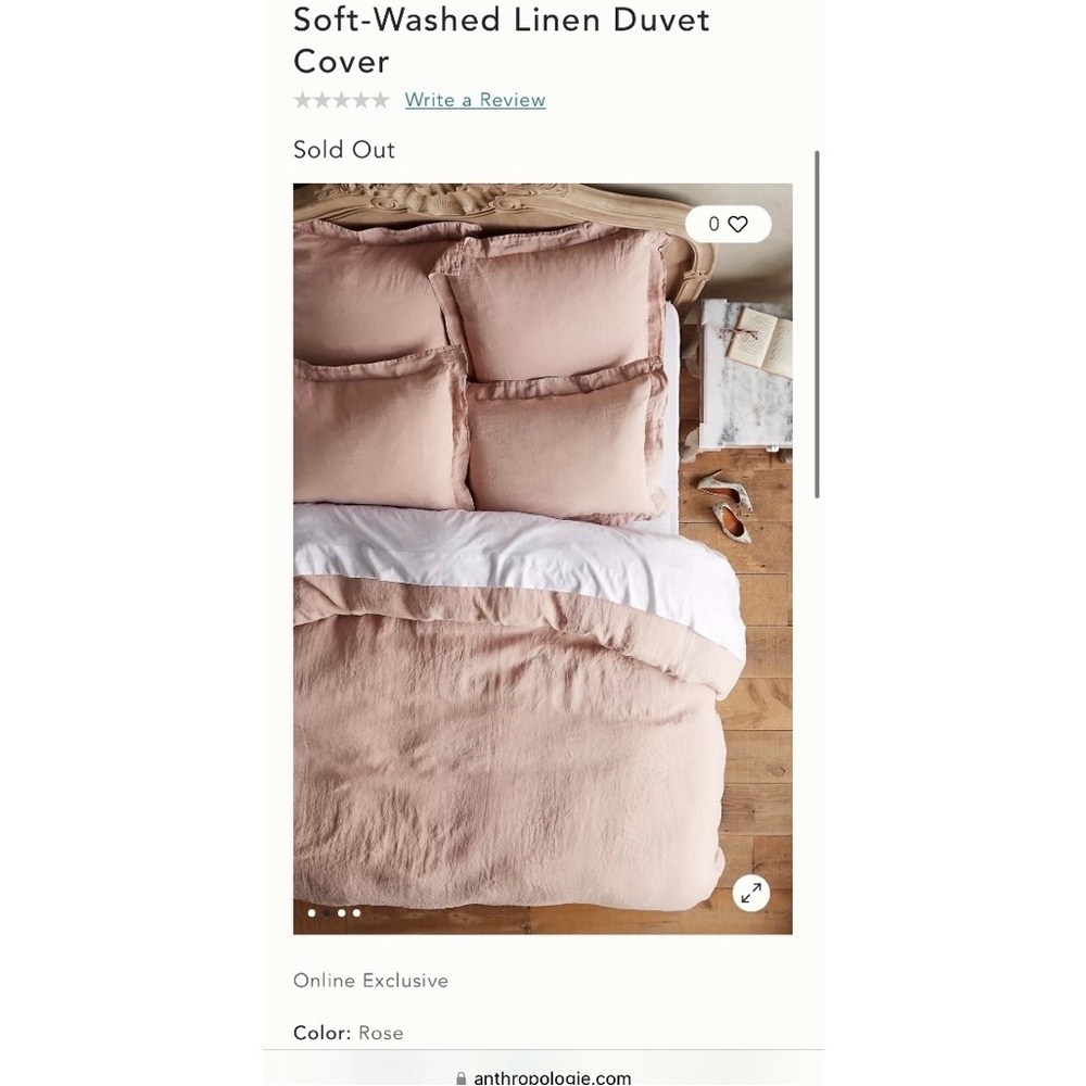 REVERSIBLE Anthropologie Soft-Washed Linen Duvet Cover Queen Bed